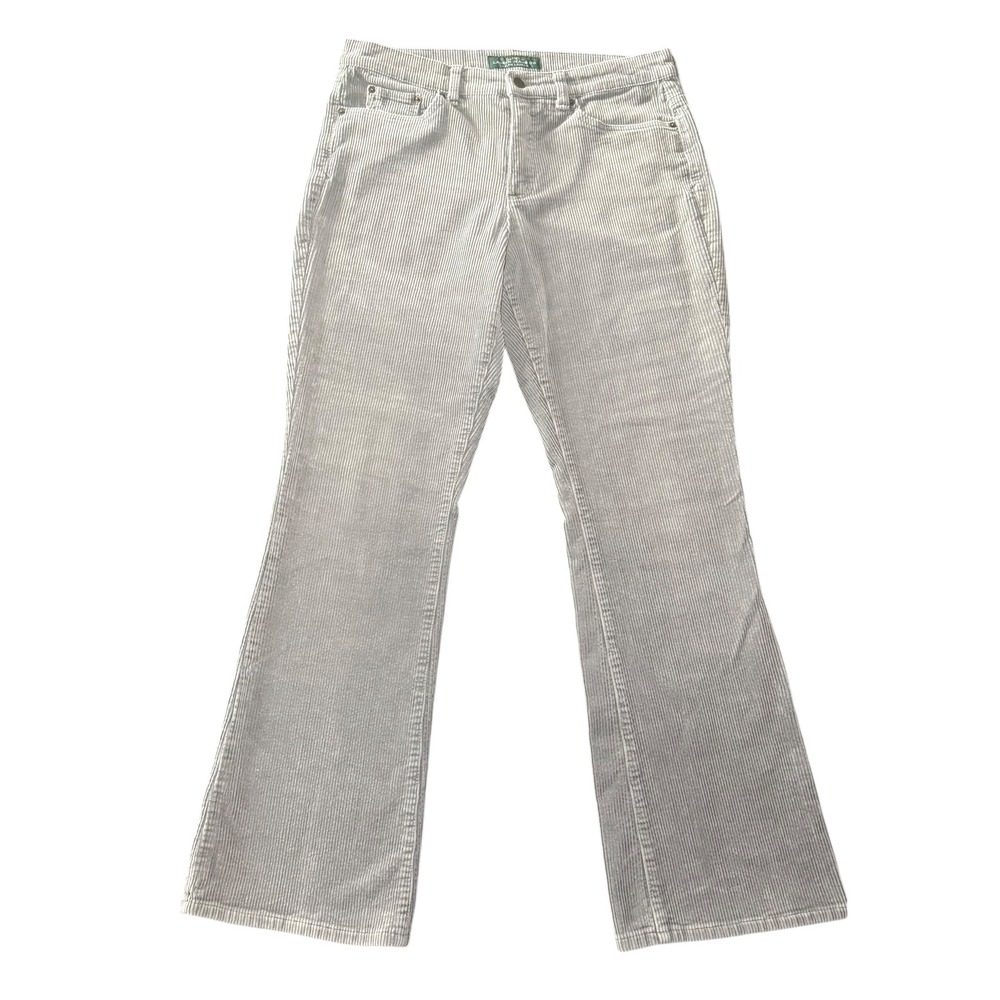 Lauren Jeans Co Ralph Lauren Women Gray Corduroy Flare Classic Bootcut Jeans 10
